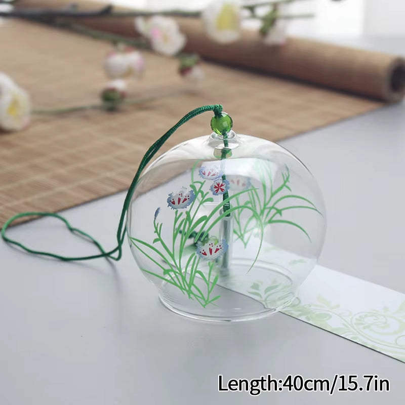 Japanese Wind Chime Glass Wind Bell for Outdoor Garden Landscape Bell Crystal Wind Music Bell Hanging Ornament Windchime Decor