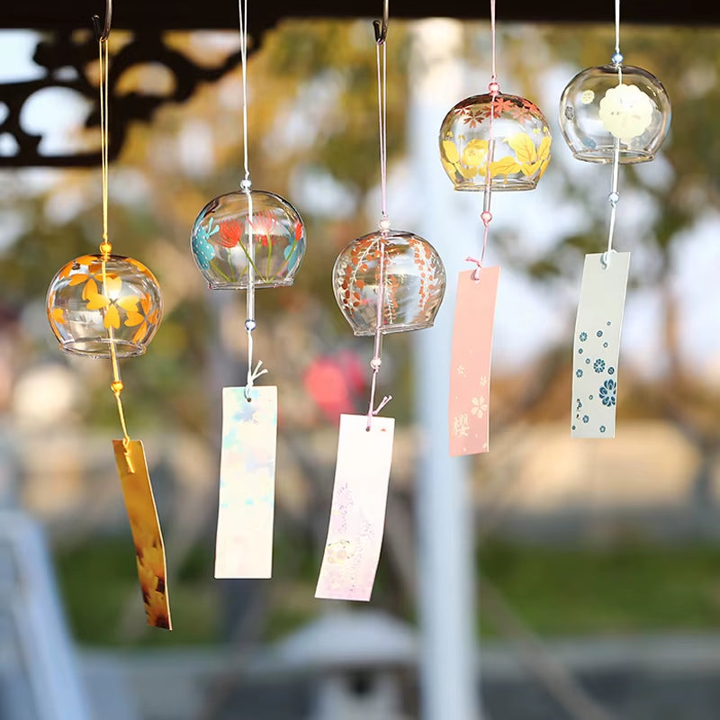 Japanese Wind Chime Glass Wind Bell for Outdoor Garden Landscape Bell Crystal Wind Music Bell Hanging Ornament Windchime Decor